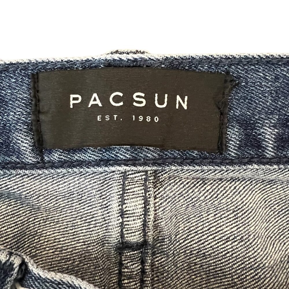 Pacsun Skinny Jeans Size 28 Blue Floral Outseam Raw Hem Womens Denim - Picture 10 of 12